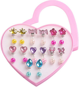 SYGA Princess-Themed Non-Pierced Earrings Set - 7 Unique Designs, Plastic Material Plastic Clip-on Earring