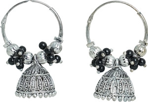 RIVYANA Ethnic Fancy Light Weight Pearl Silver Platted Oxidized Traditonal Earrings Alloy Jhumki Earring