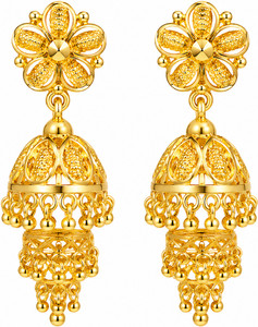 goldd Round Jhumka Beads Alloy, Gold Jhumki Earring, Drops & Danglers