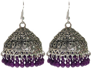 Weariton Oxidised Beautiful Stylish Fancy Party Wear Ethnic Bohemian Jhumka Afghani Earrings Beads German Silver, Enamel, Plastic, Brass, Metal Jhumki Earring, Tunnel Earring, Drops & Danglers