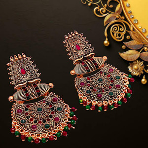 Homemet Temple Jhumka earrings for Women Wedding jumkha Set Traditional Jhumka for women Beads Brass Jhumki Earring