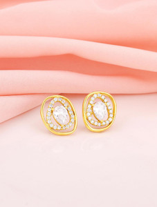 GIVA Sterling Silver Golden Glittering Earrings for Women and Girls Zircon Sterling Silver Stud Earring