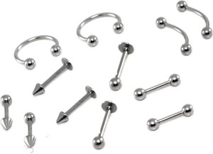 Crazy Fashion Silver Surgical Steel Piercing Jewelry for Men/Women/Boys/Girls (Pack of 12) Metal Stud Earring