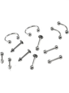 Crazy Fashion Silver Surgical Steel Piercing Jewelry for Men/Women/Boys/Girls (Pack of 12) Metal Stud Earring