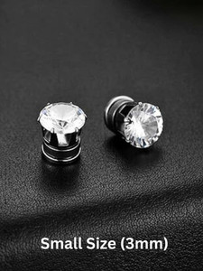 ABC Silver Magnetic Cubic Zirconia Stainless Steel Stud Earring - Image 6