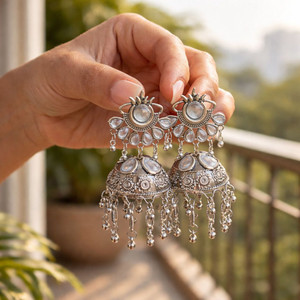 LOVELLAPOINT Aafgani Oxidised Jhumka , Trending For women and girls Aloy Drop & Dangler Opal Alloy Drops & Danglers, Chandbali Earring, Jhumki Earring, Plug Earring