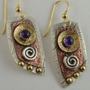 Jewelgenics Jewelgenics Boho Gold-Plated Wooden Multicolor Dangler Earrings Alloy Hoop Earring