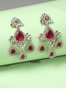 VATSALYA creation Light Gold Finish Rani Pink Elegant Looking Alloy Drops & Danglers