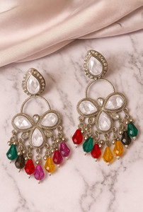 DEESHINE Deeshine Creation Multicolor Pearls Crystal stone drop earrings. Beads Alloy Chandbali Earring