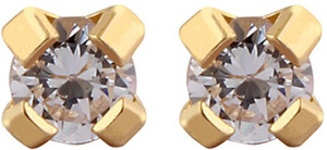 STUDEX 2MM Cubic Zirconia 24K Pure Gold Plated Stainless Steel Stud Earring