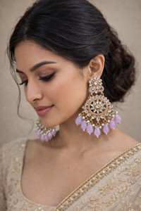 R A Enterprises PK-1224-LIGHTPURPLE Pearl Alloy Chandbali Earring