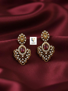 LakshaTrends Trending Ruby Oversized Alloy Chandbali Earring