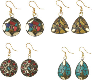 URBANELA Combo 0f 4 Tibetan Style latest earring boho earring Metal Drops & Danglers