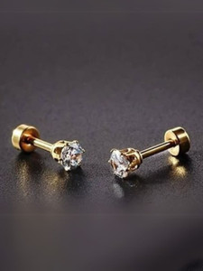 Roadster Gold Cubic Zirconia Studded Stud Earrings Cubic Zirconia Stainless Steel Stud Earring