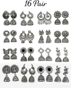 Being Owl ( Pack Of 16 ) Alloy Jhumki Earring, Drops & Danglers