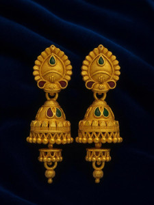 DEW MAT Gold Long Antique Jhumka Earring For Woman And Girls Brass, Zinc Drops & Danglers, Jhumki Earring, Tassel Earring