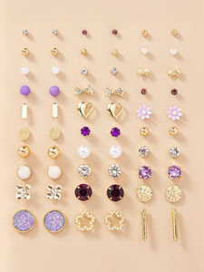 Vembley Vembley Gold Plated Multicolor Studs Combo Of 30 Alloy Stud Earring