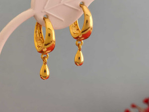 केसवी 1 GRAM GOLD PLATED DANGLING DROP HOOP EARRING WITH JHUMKI FOR GIRLS & WOMEN Brass Drops & Danglers, Clip-on Earring, हूप ईयररिंग, Huggie Earring, Earring Set