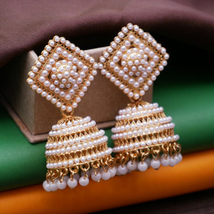 Antico Gold Oxodised Pearl Jhumka Earrings for Girls and Women Pearl, Beads Alloy Jhumki Earring, Drops & Danglers, Chandbali Earring