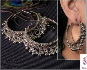 STREET STYLE SHOPPING Latest Design Afghani Style Lightweight Black Metal Silver Oxidized Traditional Jhumka/Jhumki Earrings for Women and Girls Metal Jhumki Earring German Silver Drops & Danglers