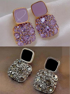 GloAww Western Style Trending Combo Pack of 2 Korean Studs Earrings For Women And Girls Crystal Alloy Stud Earring, Drops & Danglers