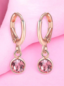 Nilu's Collection Top Quality Classical 18K Rose Gold Plated CZ jewelry Earrings For Women/Girl Crystal Alloy Drops & Danglers, Clip-on Earring