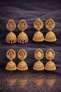 KAYAANSH Traditional Gold Jhumka Combo Set Alloy Jhumki Earring, Earring Set