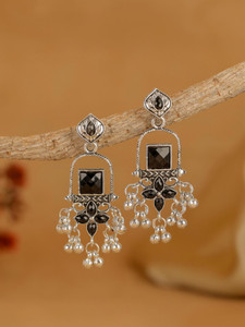 Devik Traders Black Temple Oxidised Jhumka Alloy Jhumki Earring