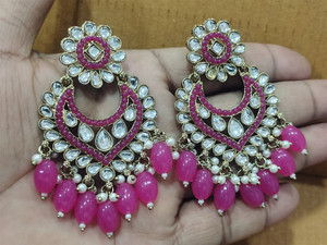 R A Enterprises ERG105RANI Mother of Pearl Alloy Chandbali Earring