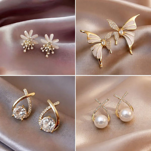 ANORI COMBO PACK OF 4 PAIR STUD EARRINGS Cubic Zirconia, Crystal Alloy Stud Earring
