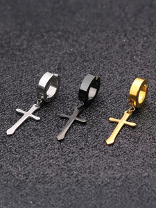 vien Fashion Punk Non-Piercing Ear men's jewelry (3PCS ) Silver Black Gold Metal Huggie Earring
