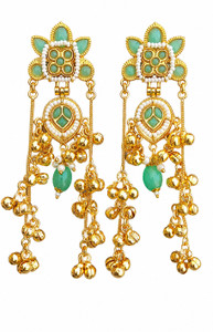 Royaleum UNIQUE LONG CHAIN EARRING SET Zircon Brass Drops & Danglers
