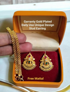 jeni One gram gold plated earrings with mattal earrings Copper Earring Set