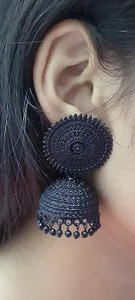 Neha Collection Earrings for women oxidised Round black matt Jhumka high product set Alloy Jhumki Earring