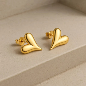 Lady Raiment Antitarnish Gold Plated Heart Shape Stud Earrings Stainless Steel Stud Earring
