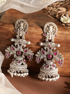 RUBANS Vintage Vibes: Exquisite Oxidized Jhumka Earrings for Timeless Charm Alloy Jhumki Earring