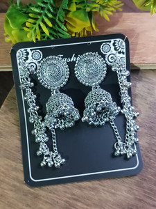Gold Berry Jhumka Earring for women Silver jumka with hair chain bahubali Jumki Earring Set Alloy Jhumki Earring