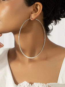 neze NZ 70 Big Hoop Large Size Bali Earring Stylish Round Silver Kanbali Earrings Alloy Hoop Earring