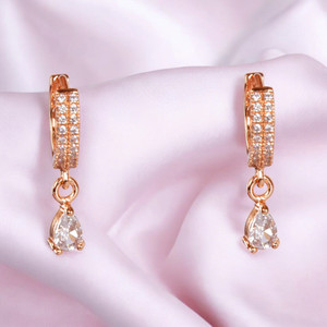 Nilu's Collection 18k Rose Gold Plated Hoop Earrings, Stylish Zircon Hoop Earrings for Women Cubic Zirconia Alloy, Copper Hoop Earring