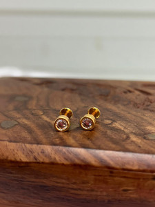 Impon Impon/Panchaloha/Five Metals Single White stone Stud Earrings Diamond Alloy Stud Earring