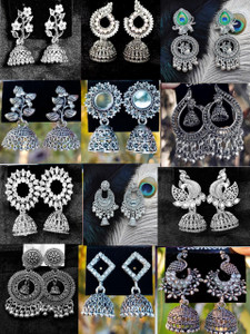LONDIYA VM STYLE Oxidised Jhumki Earring Pack of 8 - Image 1