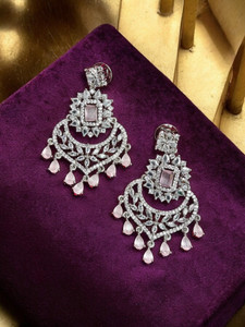 GEMRON JEWEL American Diamond Premium Crystal Alloy Stud Earring Cubic Zirconia Alloy Chandbali Earring, Stud Earring, Plug Earring, Cuff Earring, Drops & Danglers