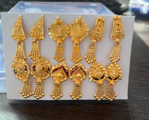 Lady Raiment Gold Plated Drop Earrings-06 Pair A4 Brass Drops & Danglers