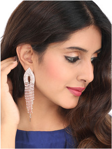 YELLOW CHIMES Yellow Chimes Elegant Latest Fashion Gold Plated Crystal Dangler Earrings for Women and Girls Crystal Alloy Drops & Danglers