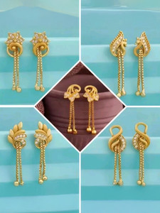 MM Immitation 5 pair of Gold Plated Combo Alloy Drops & Danglers