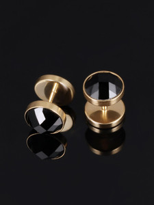 YELLOW CHIMES Black Crystal Metal Stud Earring