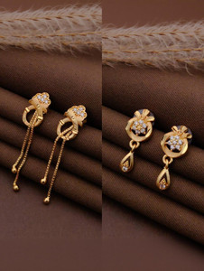 bhanu diam Bestseller Earrings Diamond Brass Stud Earring