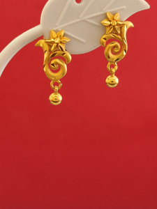 Kesvi Elegant 1 Gram Gold-Plated Floral & Swirl Drop Earrings for Girls & Women Brass Drops & Danglers, Huggie Earring, Stud Earring, Earring Set