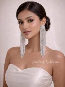 KRUSHA Elegant Long Tassel Earrings Crystal Alloy Tassel Earring