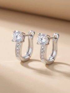 MYKI Solitaire Earrings For Women & Girls with Rose Box Packagin Cubic Zirconia Metal Hoop Earring